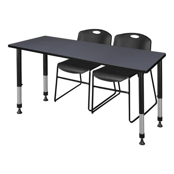Regency Tables > Height Adjustable > Rectangular Table & Chair Sets, 60 W, 24 L, 23-34 H, Grey MT6024GYAPBK44BK - main